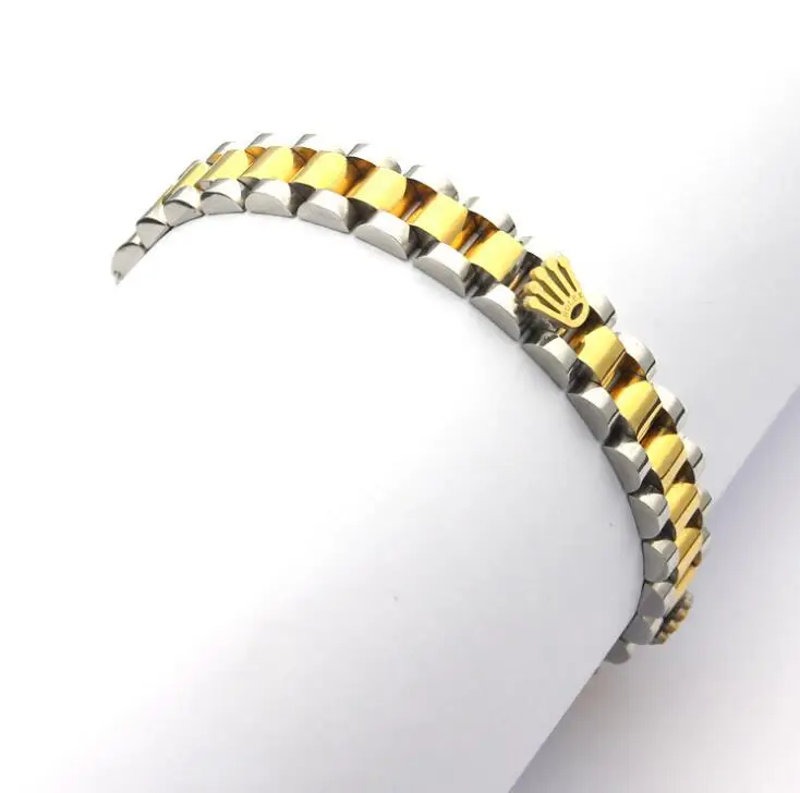 Покрытие из розового золота 10 шт. Спидометр Pulsera стиль бразильская Корона нержавеющая сталь манжеты цепи звено браслет браслеты для мужчин - Окраска металла: Покрытие из розового золота