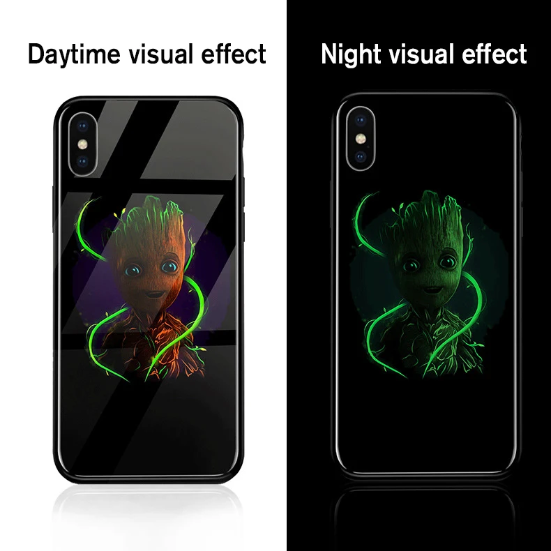 Ciciber Marvel Железный человек чехол в виде светящегося стекла для iPhone 11 Чехол 7 8 6 6S Plus задняя оболочка для iPhone 11 Pro Max X XR XS Max чехол