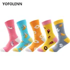 5 парлот 2019, женские носки высокого качества из чесаного хлопка, Длинные цветные забавные Носки с рисунком банановых лошадей для девочек