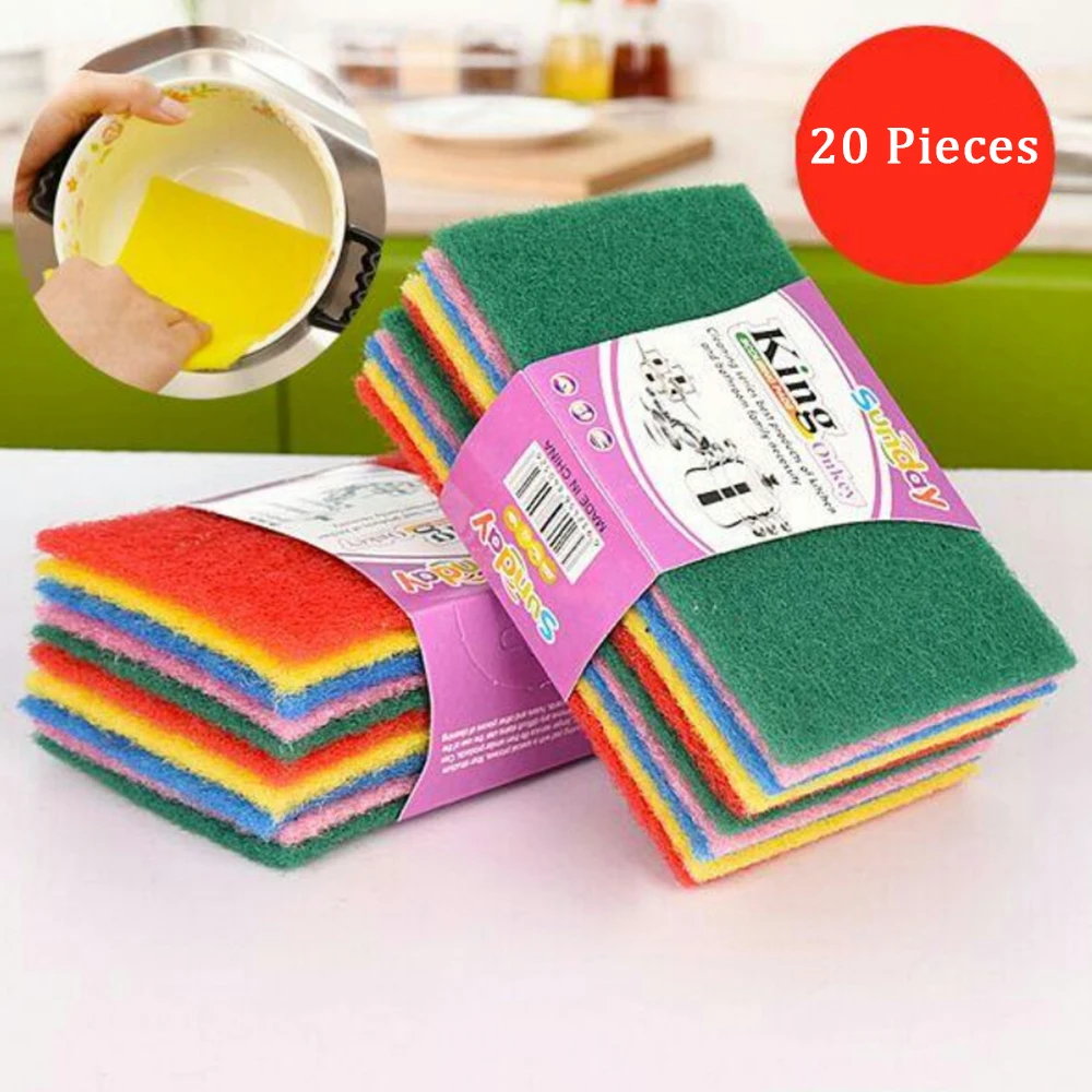 

20 Pieces Plus Hard Color Scouring Pad Dish Cloth Dish Cloth Sponge Rag Kitchen Non-stick Oil Brush Bowl Cloth