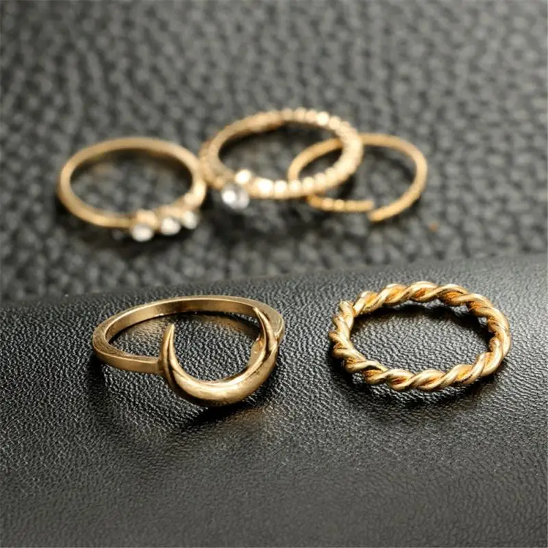 5 шт./компл. Простой Модный комплект из кольца с кристаллами в стиле ретро форме