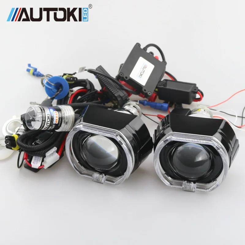 AUTOKI новейшая 2 5 дюймовая X5 светодиодная направляющая DRL маска ангельские глаза +