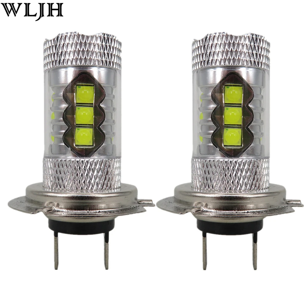 WLJH 2x80W 24v 12v 1200 люмен H7 светодиодные лампы с проектором Len автомобильный