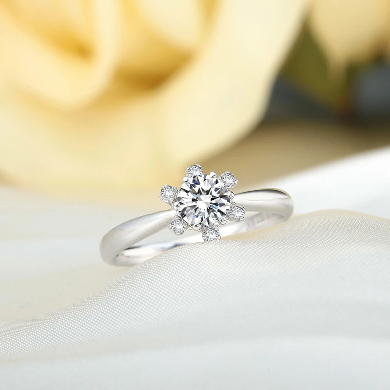 Женское кольцо с муассанитом из белого золота 18 К 0 5 карат|ring for|rings for womenring style |