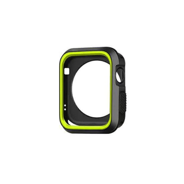 black green Силиконовый чехол для Apple Watch Series 3 2 1 чехол 42 38 мм спортивный ремешок полный резиновый защитный чехол для iWatch - Цвет: black green