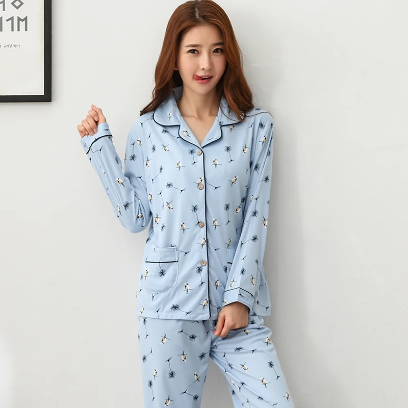 Осенняя Хлопковая женская пижама в полоску WAVMIT милая одежда для сна девушек