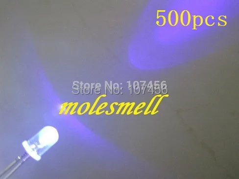 

500pcs 5mm round led Purple LED uv led Lamps 5mm water clear purple/uv led light lamp