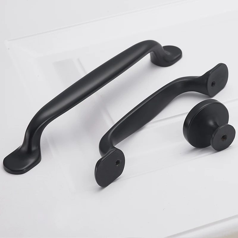 Современный простой черный тупой шкаф дверные ручки и металлический ящик тянет