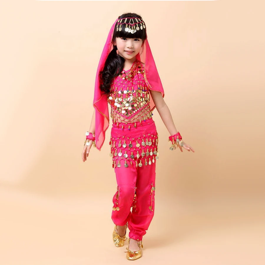 Детский костюм для танца живота 2 шт. (топ + штаны) девочек живота|kids belly dance costumes|belly