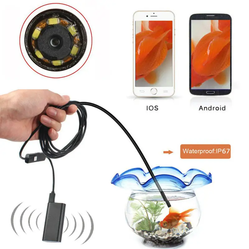 2MP Wifi USB эндоскоп бороскоп цифровой микроскоп водонепроницаемый мобильный эндоскоп осмотр бороскоп камера с кабелем 2 м