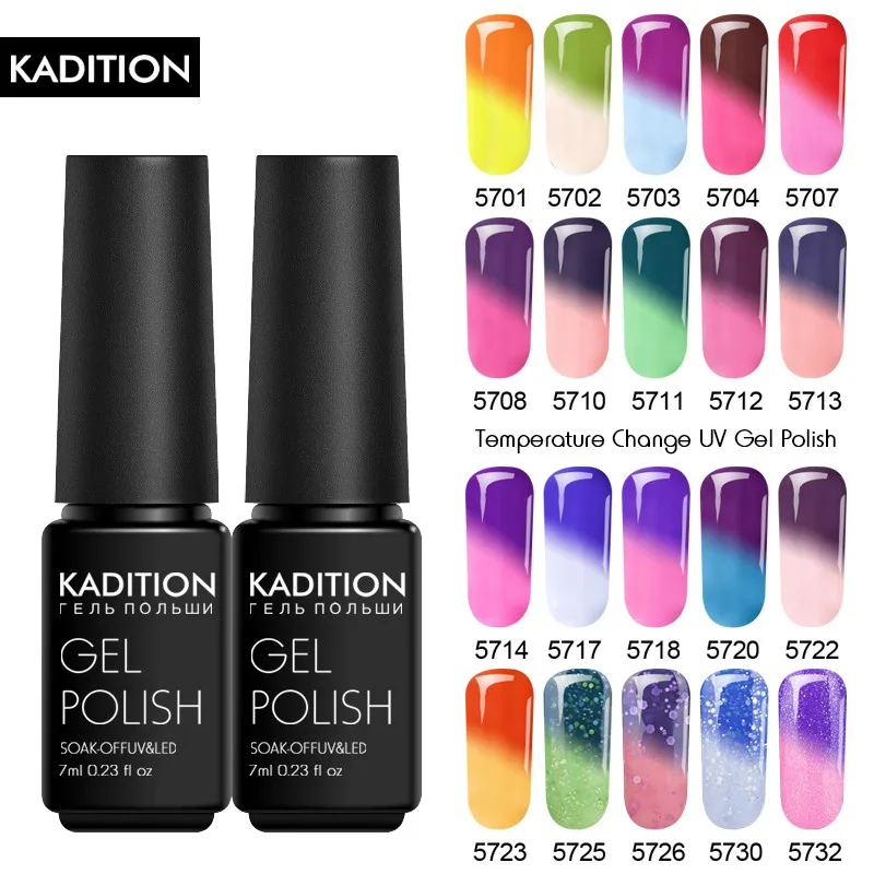 Kadition Shimmer ногтей гель Блеск 29 Цвета Температура изменения УФ Термальность лак для