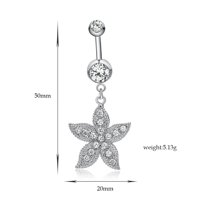 Кольцо для пирсинга с крупным белым/Красным Кристаллом|belly button rings|navel ringbutton ring |