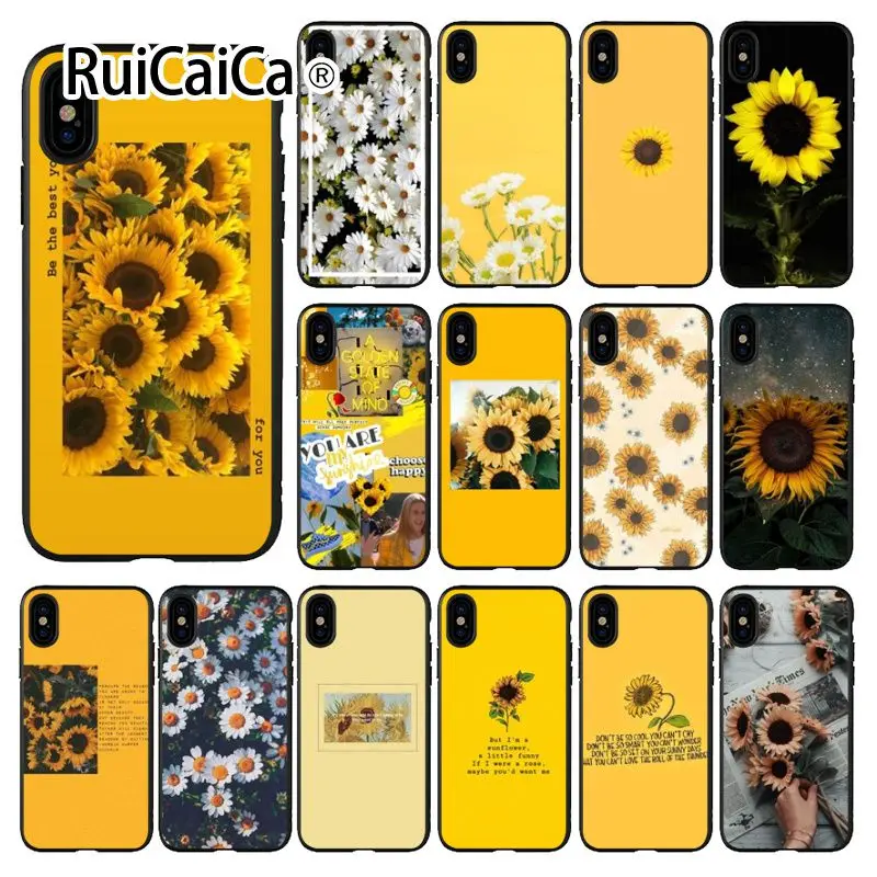 Ruicaica жёлтый Подсолнух Мягкий силиконовый чехол для телефона из ТПУ Apple iPhone 8 7 6 S Plus