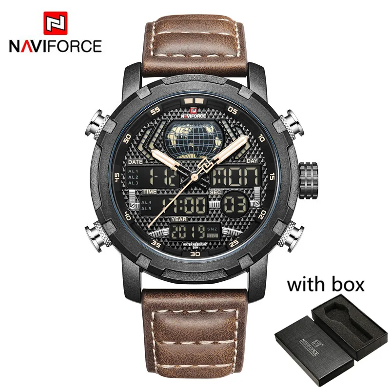 NA916004 with box NAVIFORCE мужские часы с датой и неделей, спортивные мужские часы, Топ бренд, Роскошные военные Бизнес кварцевые мужские часы из нержавеющей стали, подарок 9160 - Цвет: NA916004 with box