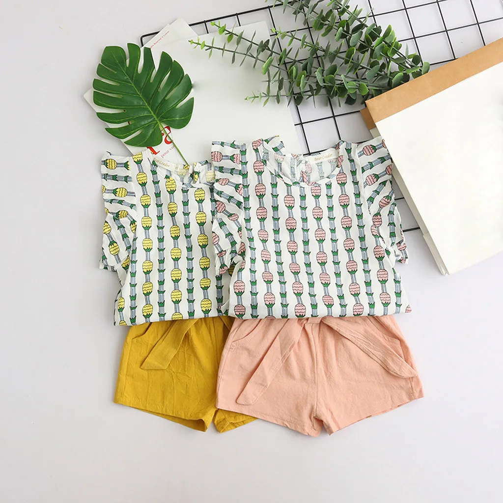 Летняя детская одежда для маленьких девочек комплект одежды из 2 предметов