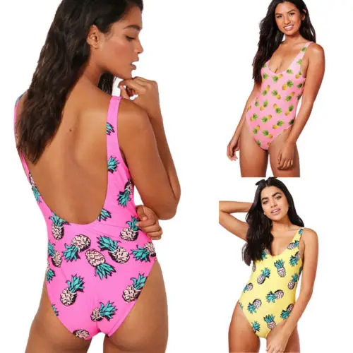 Новинка 2018 женское летнее Бандажное бикини с принтом ананасов пуш ап монокини