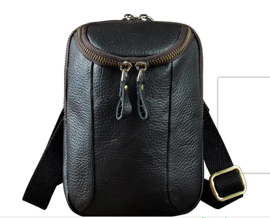 black Модная мужская кожаная многофункциональная сумка через плечо Mochila, дизайнерская сумка для сигарет, сумка для путешествий, поясная сумка с крючком, поясная сумка 611-25-d - Цвет: black