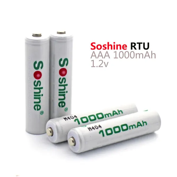 4 шт./лот Soshine RTU AAA 1 2 V 1000 mah аккумуляторная батарея Ni-MH с коробкой для батарей |