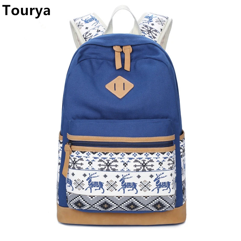 Женский винтажный холщовый рюкзак Tourya милый школьный на плечо для девочек