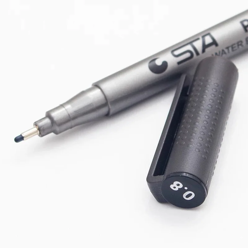 0.8mm Черный пигмент Micro Liner чернила маркер для белой доски, файнлайнер, изогнутым наконечником эскизов маркер для рисования ручки 0,05 0,1 0,2 0,3 0,4 0,5 0,6 0,8 кисть - Цвет: 0.8mm