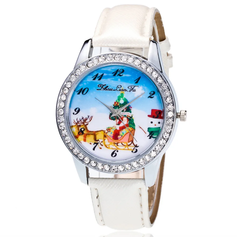

Drop shipping Christmas Watches Unisex for Women's mens Leather Band Analog Quartz Vogue Watches Relogio Masculino Watch W