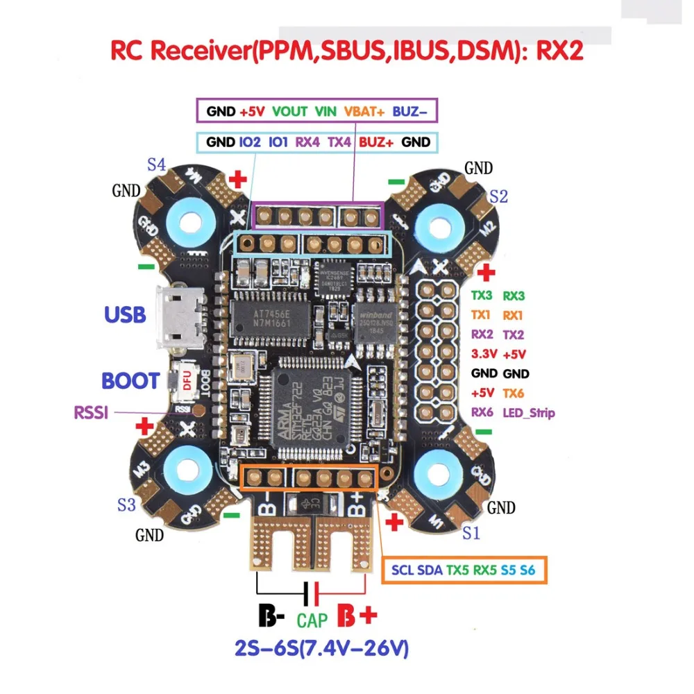 F722 Betaflight F7 игровые Джойстики для детей от 2 до 6 лет с OSD 5 V/2A BEC с, алюминиевая крышка, 25В/1000 мкФ конденсатор с алюминиевой крышкой, 30x30 мм 12,8g для дрона с дистанционным управлением с видом от первого лица