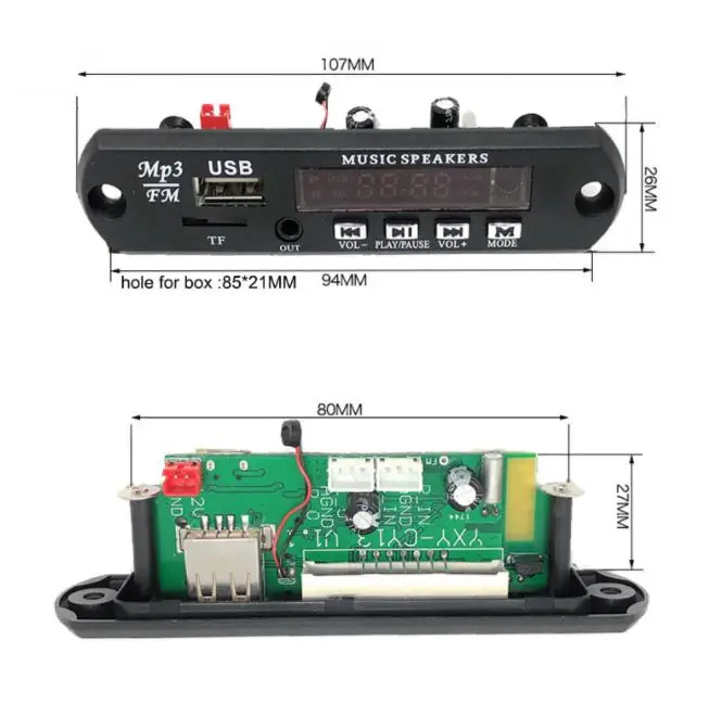 5v 12v Bluetooth 4.2 MIC Audio Module MP3 WMA Player decoder with Board TF Card Slot / USB FM remote display | Автомобили и