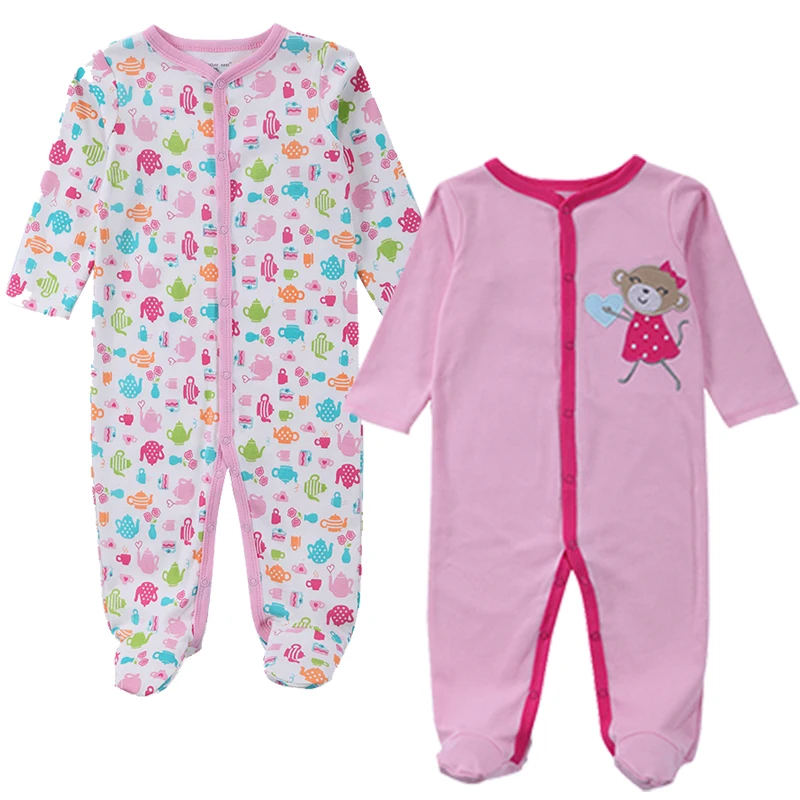 2 PCS / серия Новорожденного ребенка Девочки Одежда Cute Pink Хлопок Rompers младенца