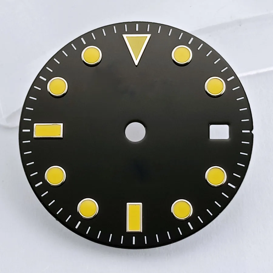 

28.5mm Black Dial Yellow Marks Fit Miyota 8215 8205 Mingzhu 2813 3804 Movement