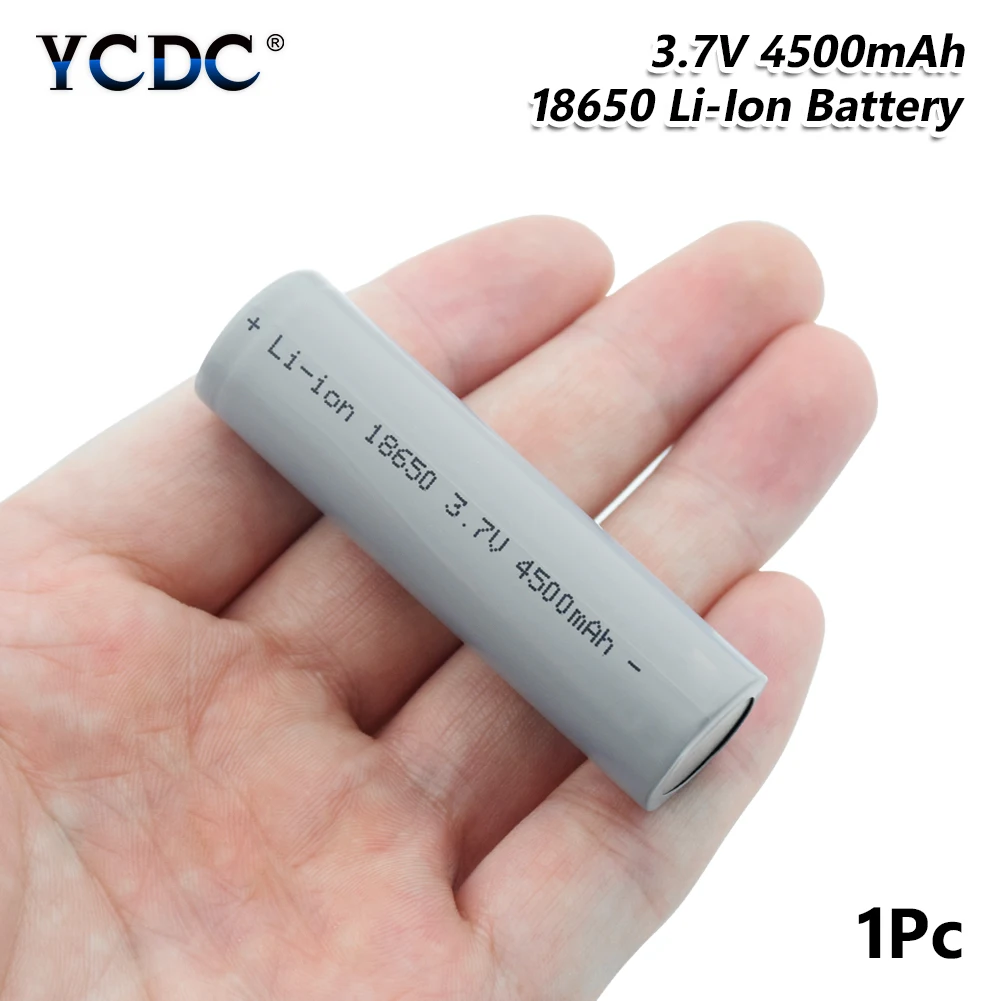 1 PCS 18650 Батарея 3,7 V 4500 мА/ч, литий-ионный высокого разряда высокий ток электронная сигарета Перезаряжаемые Аккумуляторы для фонарика - Цвет: 1 PCS