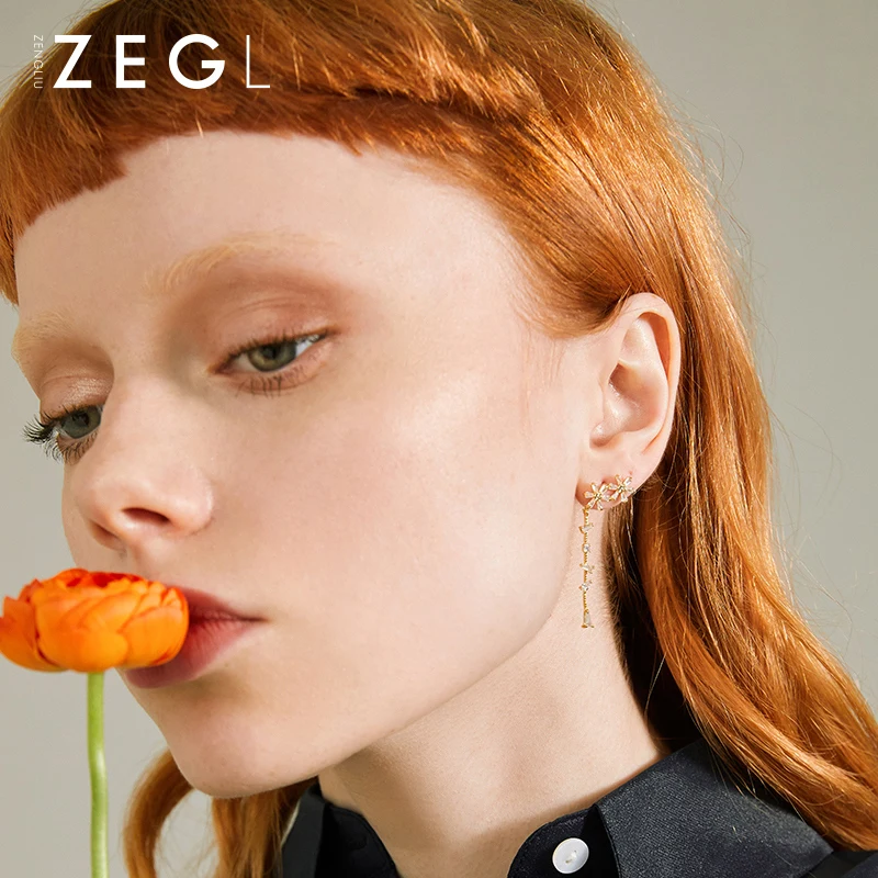 Серьги-кисточки женские ZEGL маленькие модные серьги с цветами 2019 | Украшения и