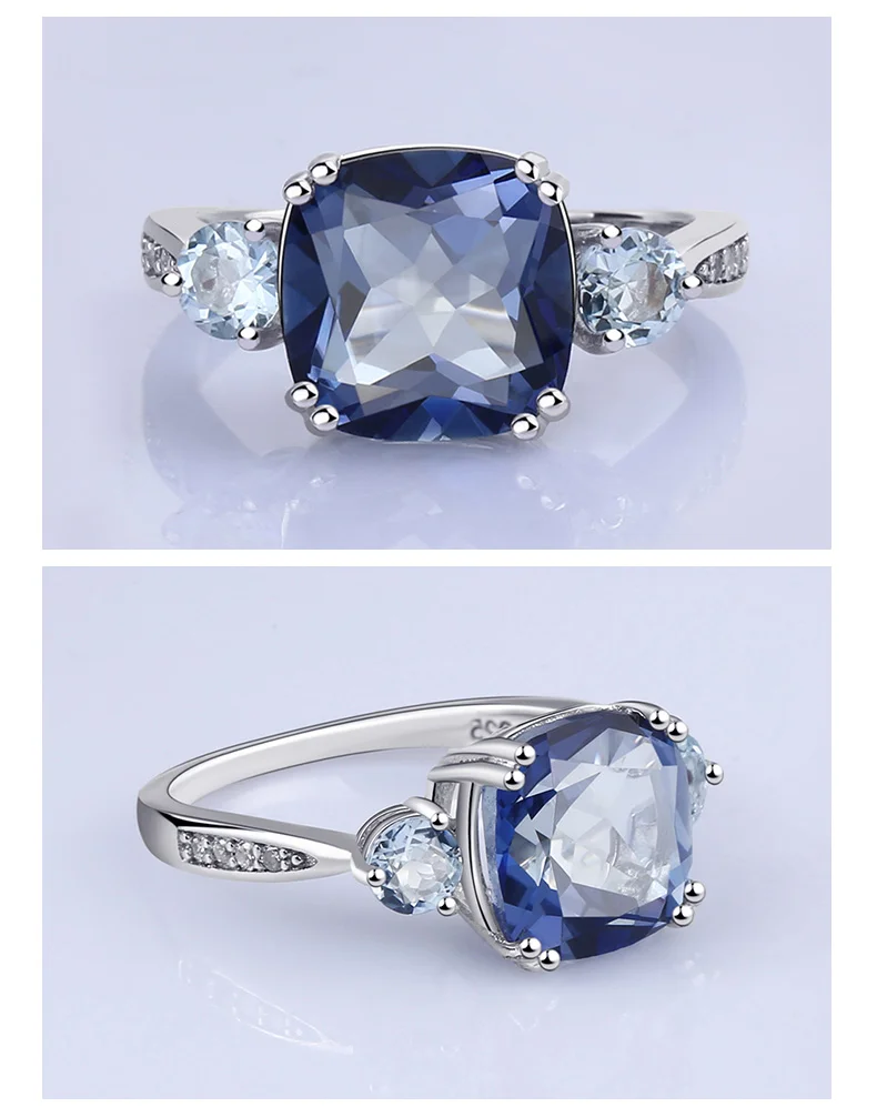 Gem's Ballet, 5.22Ct, натуральный иолит, голубой мистик, кварц, небесно-голубой топаз, драгоценный камень, кольцо для женщин, 925 пробы, серебро, хорошее ювелирное изделие