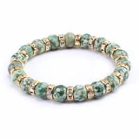 new fashion green natural stone bracelet for men charm crystal beads bangles women elastic strand bracelets lover casual jewelry
