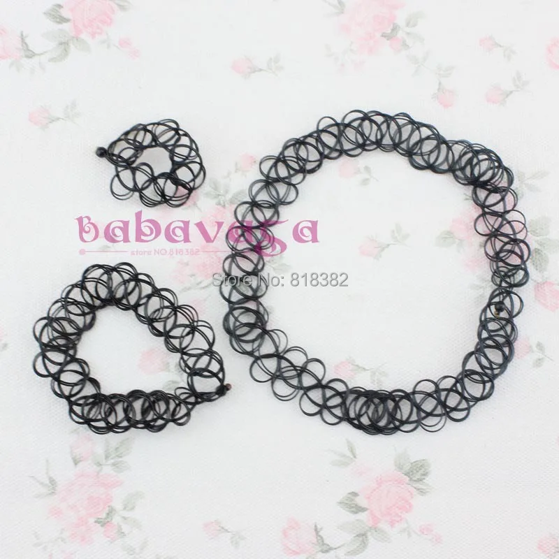 Винтажное женское ожерелье ретро хна черное эластичное 80s 90s гранж|necklace rose|necklace