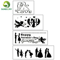 happy valentines day fondant decorating 4pcs love cake stencil wedding decoration cupcake template mold baking tools for cakes