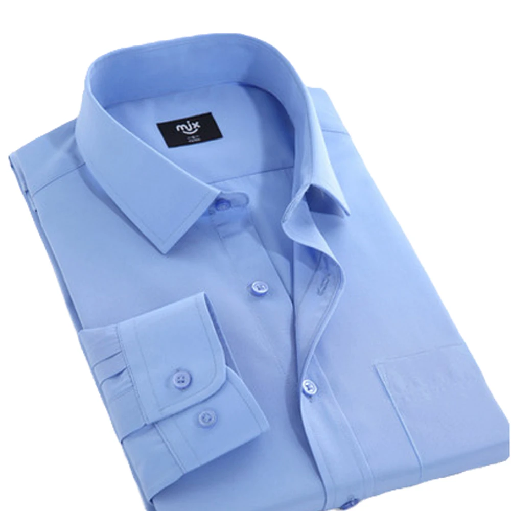 Новый летний 2017 с длинным рукавом твил Однотонная одежда Бизнес Мужская