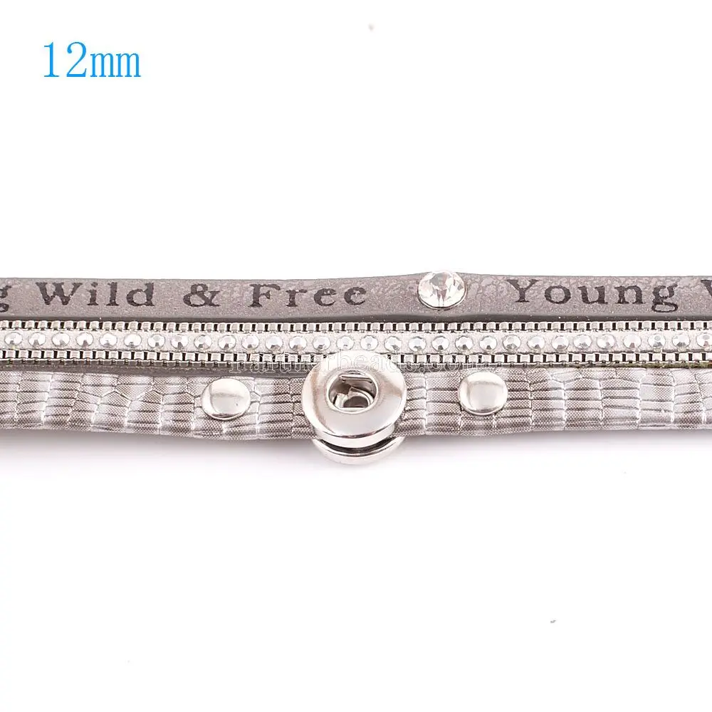 Partnerbeads 40cm 1 Snap 12mm Button Pu Leather Metal Charm Bracelet Interchangeable Jewelry Free Shipping KS0602-S | Украшения и