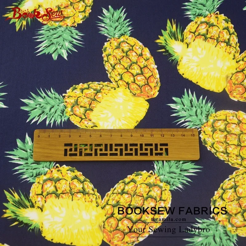 Booksew 100% Cotton Poplin Fabric Pineapple Pattern Tissue Tecido Dark Blue Sewing Home Textile For Dress Clothing Craft Shirt | Дом и сад