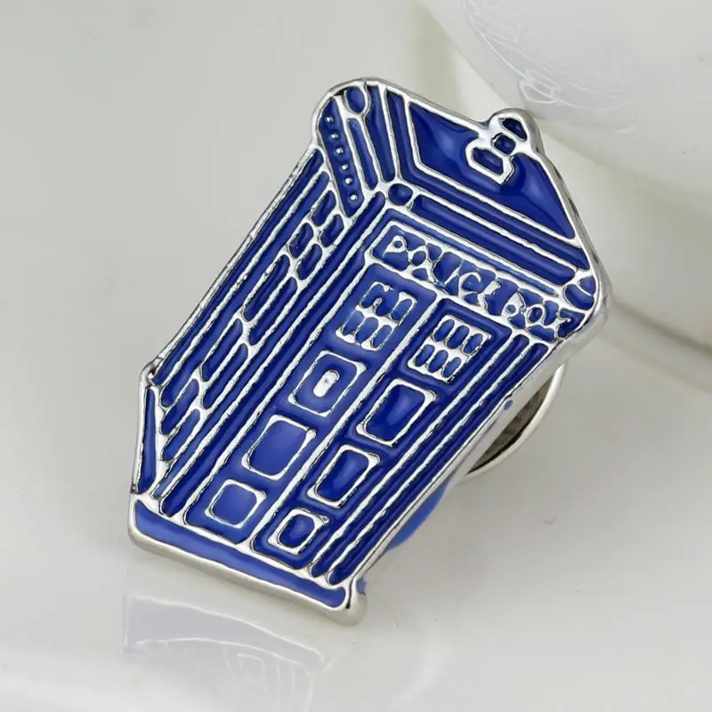 Мода Dr Who синяя полицейская коробка брошь Прямоугольная форма дома пальто шляпа эмалированная брошь-кнопка для дам и мужчин Ювелирные изделия Подарки