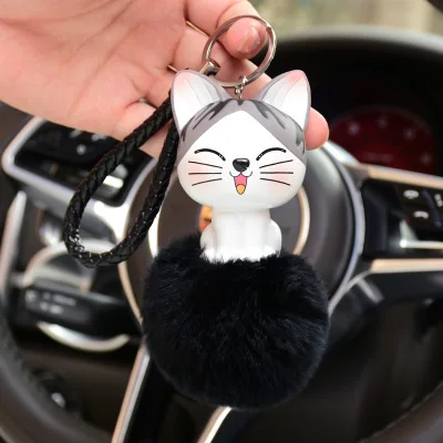 Мультфильм аниме hello kitty медведь мех помпон брелок для женщин брелок металлические брелки для ключей ключи от машины сумка Подвеска Шарм D47 - Цвет: 18