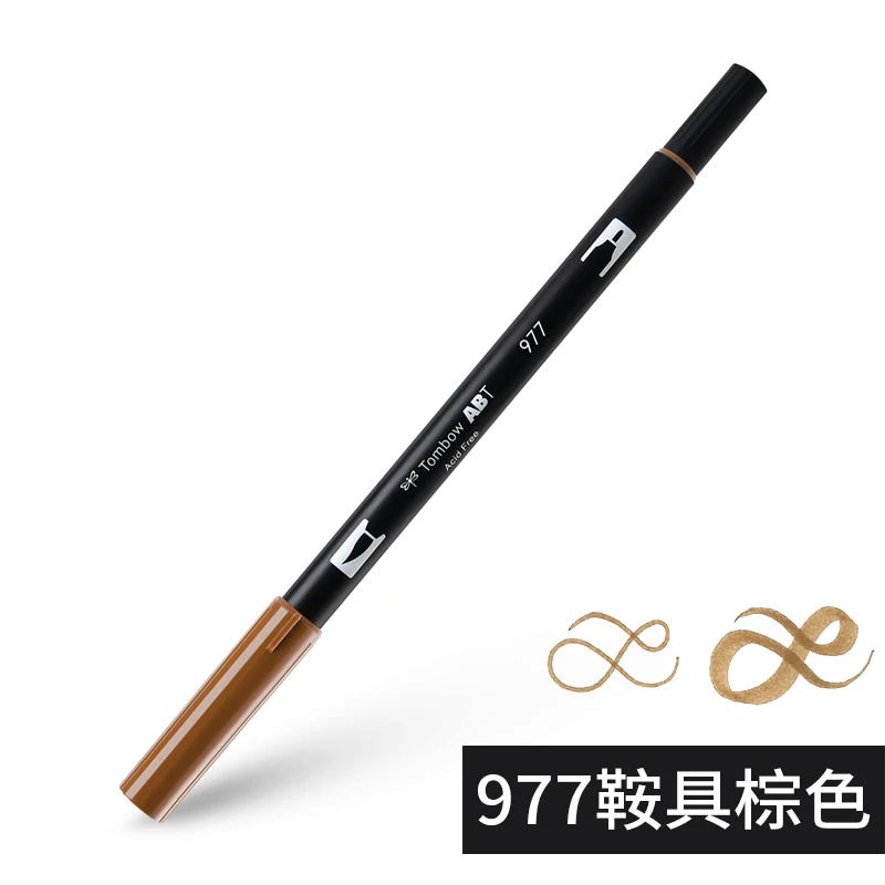 977 ABT Tombow, двойная кисть, художественные маркеры, акварельные маркеры, 96 цветов, мягкая ручка для рукописного письма, профессиональные ручки для рисования - Цвет: 977