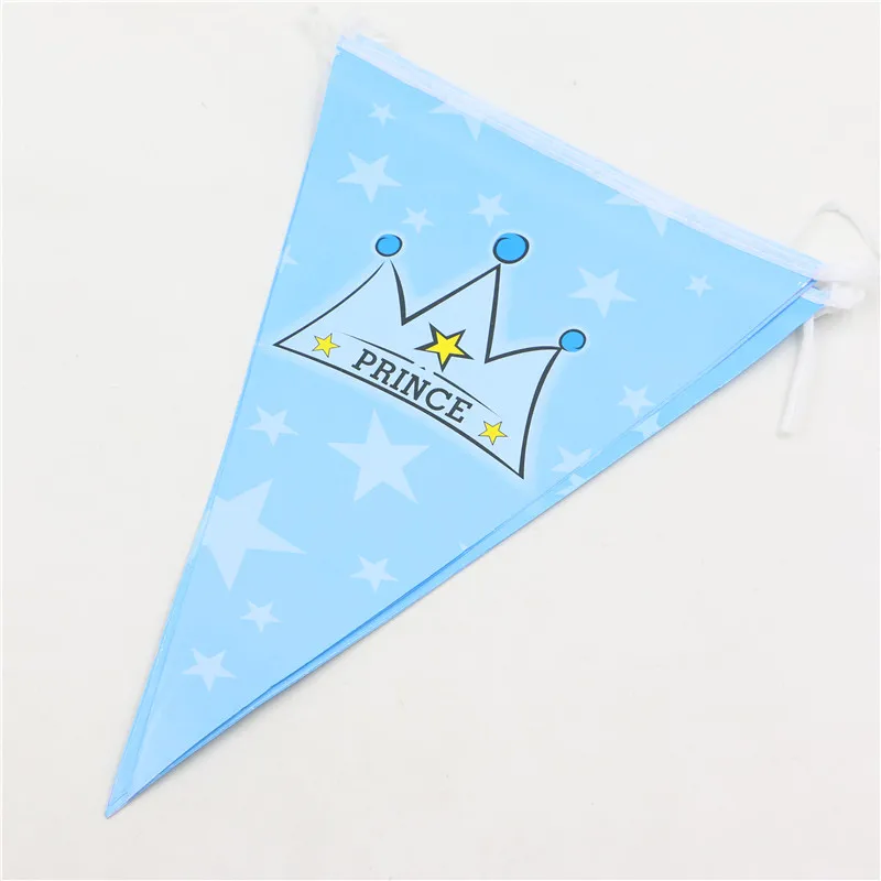 1Pc 2.5M Prince/princess birthday buntings paper flag party decoration banner event supplies for child kids boys Blue/Pink | Дом и сад