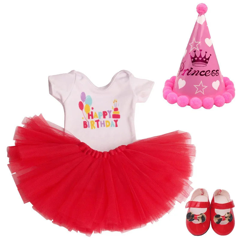 18 inch Girls doll dress Birthday suit Christmas suit with shoes American born clothes Baby toys fit 43 cm baby dolls c646 - Цвет: Red