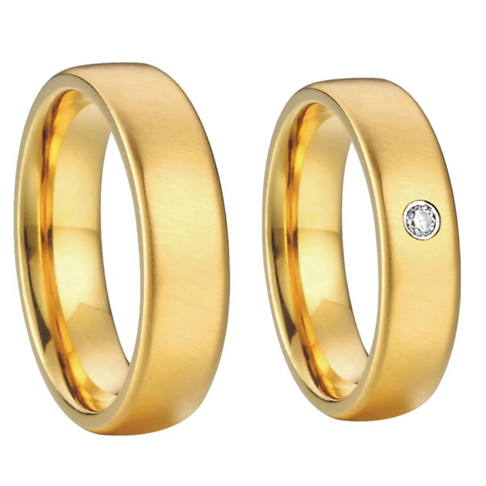 Портной сделал его и ее кольца желтого золота цвет здоровья Титановая сталь