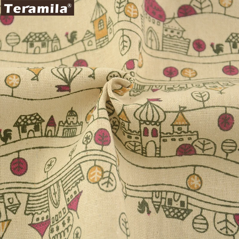 Домашний текстиль от TERAMILA хлопково-льняная ткань швейный материал принт дома