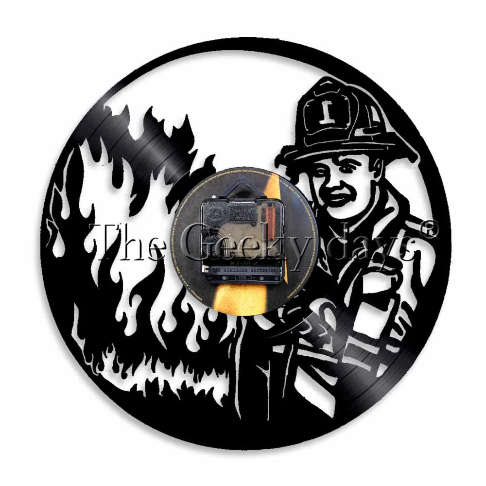 1 шт. пожарный винил винтажные часы пожарный волонтер Fdny подарок пожарный и Полицейский отдел Декор подарок ручной работы