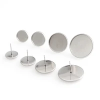 stainless steel 10pcslot cabochon earring settings fit 10121620mm cabochon blank base settings ear post diy jewelry making