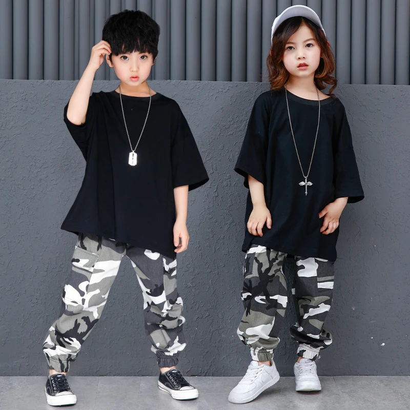 Свитанья детский костюм для танцев: хип-хоп, джаз, шоу, свободные досуговые брюки, черные.