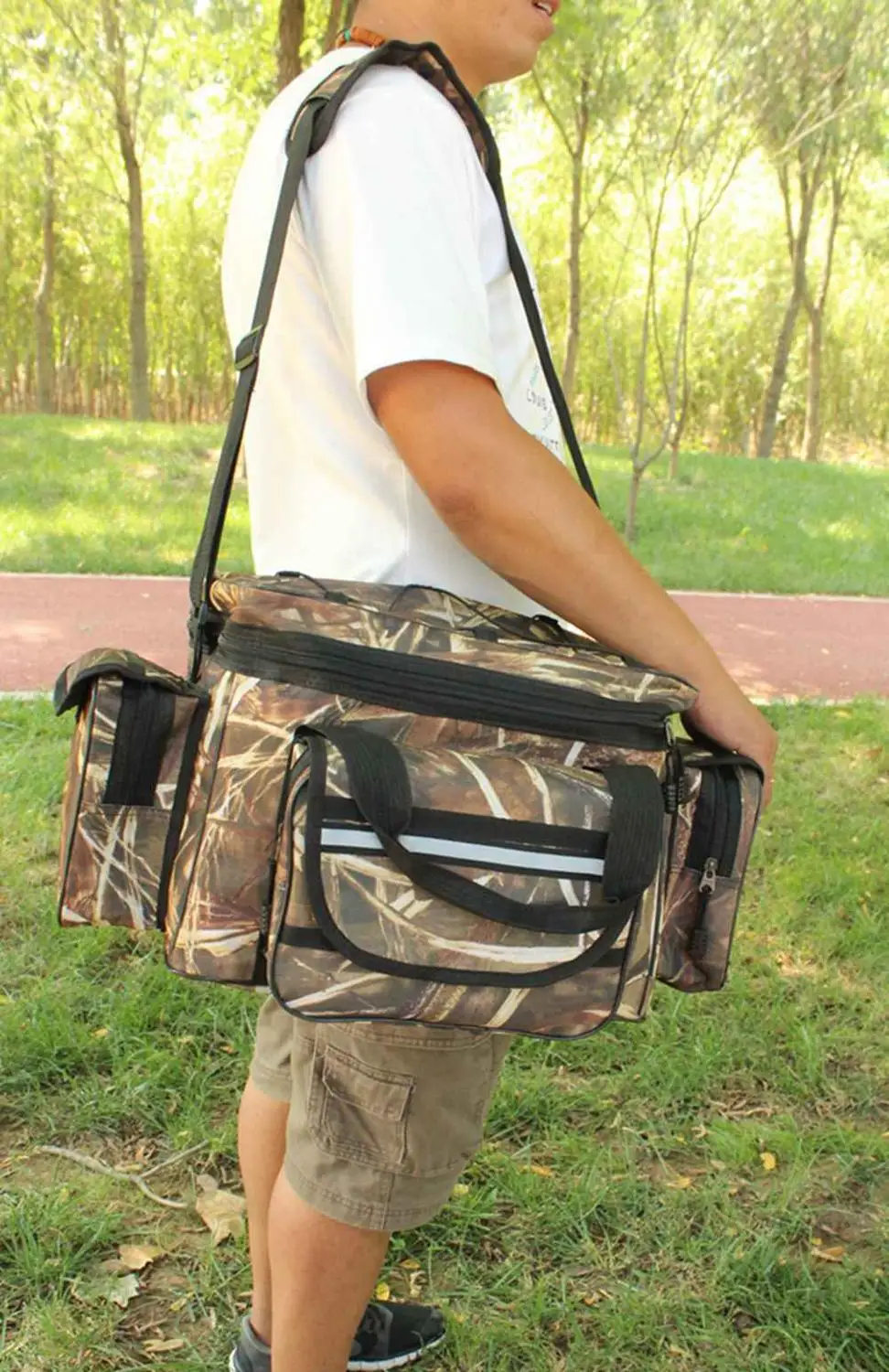 Camo Рыболовные снасти сумка плечо пакет коробка для хранения талии большой приманки переноски дорожные сумки сумочка - Цвет: Camo