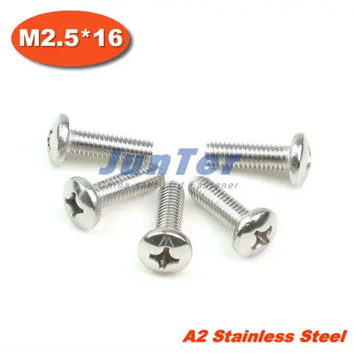 

100pcs/lot DIN7985 M2.5*16 Stainless Steel A2 Pan Head Phillips (Cross recessed pan head) Screw